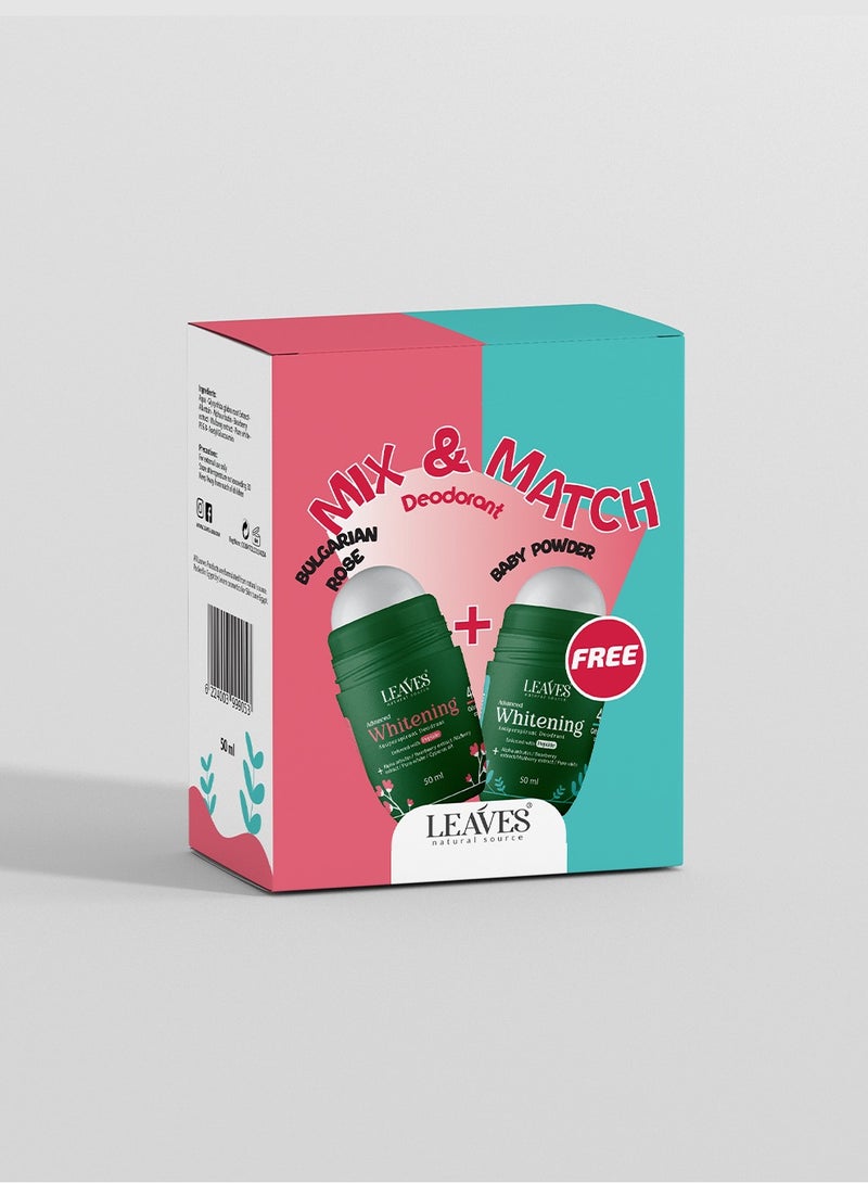 لييفز رول اون ديودرنت بوكس للتفتيح  بولجارين روز & بيبي باودر  50*2مل - Image 1