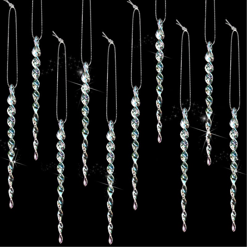 BOAO 50 Pieces Tree Icicles for Christmas Icicle Ornaments Tree Plastic Icicle Twisted Christmas Tree Icicle Hanging Decoration for Winter Holiday Xmas Party Wedding (Multicolor  5.9 Inch) - Image 1