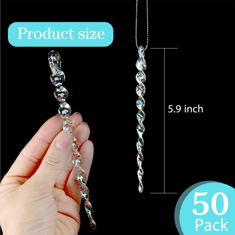 BOAO 50 Pieces Tree Icicles for Christmas Icicle Ornaments Tree Plastic Icicle Twisted Christmas Tree Icicle Hanging Decoration for Winter Holiday Xmas Party Wedding (Multicolor  5.9 Inch) - Image 2