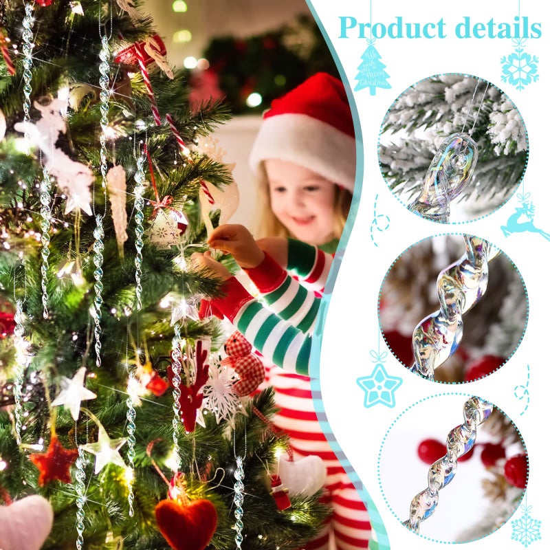 BOAO 50 Pieces Tree Icicles for Christmas Icicle Ornaments Tree Plastic Icicle Twisted Christmas Tree Icicle Hanging Decoration for Winter Holiday Xmas Party Wedding (Multicolor  5.9 Inch) - Image 3