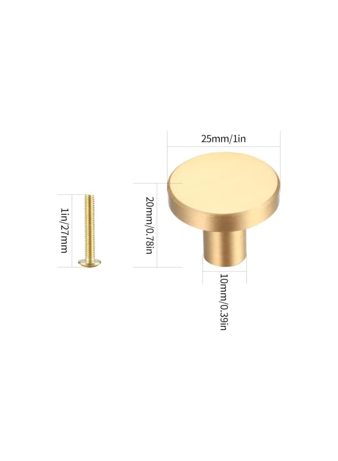 The Bros Gold Cabinet Knobs, 4 Pcs Brushed Brass Round Kitchen Cabinet Hardware Pulls Knobs Gold for Dresser Drawer Cupboard Furniture Closet Wardrobe Door Knobs Handles(20x25 mm) - Image 2