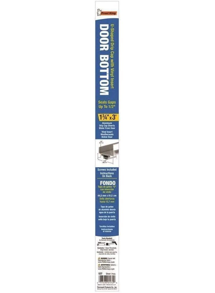 Frost King Frost King U37H Drip Cap Door Bottom 1-3/4-Inch by 36-Inch, Silver  - Image 3