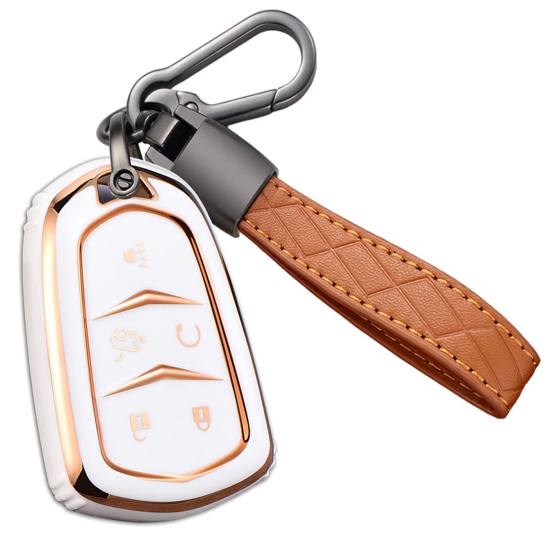 غطاء مفتاح كاديلاك كاكاسار مع سلسلة مفاتيح لكاديلاك إسكاليد ATS CTS CT6 STS SRX XT5
