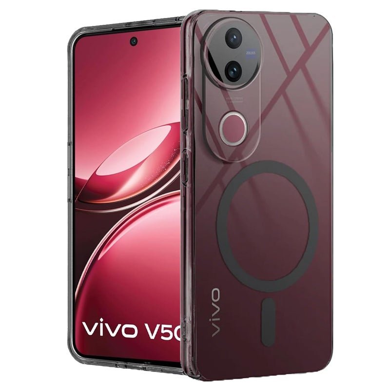SHINESTAR Shockproof Ultra-Hybrid Back Case Cover for Vivo V50 / V50e / V50 5G Elite Edition/iQOO Z10R 5G | Crystal Clear Transparent Case | MagSafe Compatible Back Cover - Black - Image 5