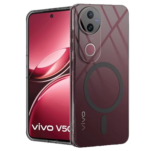 SHINESTAR Shockproof Ultra-Hybrid Back Case Cover for Vivo V50 / V50e / V50 5G Elite Edition/iQOO Z10R 5G | Crystal Clear Transparent Case | MagSafe Compatible Back Cover - Black - Image 1