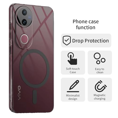 SHINESTAR Shockproof Ultra-Hybrid Back Case Cover for Vivo V50 / V50e / V50 5G Elite Edition/iQOO Z10R 5G | Crystal Clear Transparent Case | MagSafe Compatible Back Cover - Black - Image 2