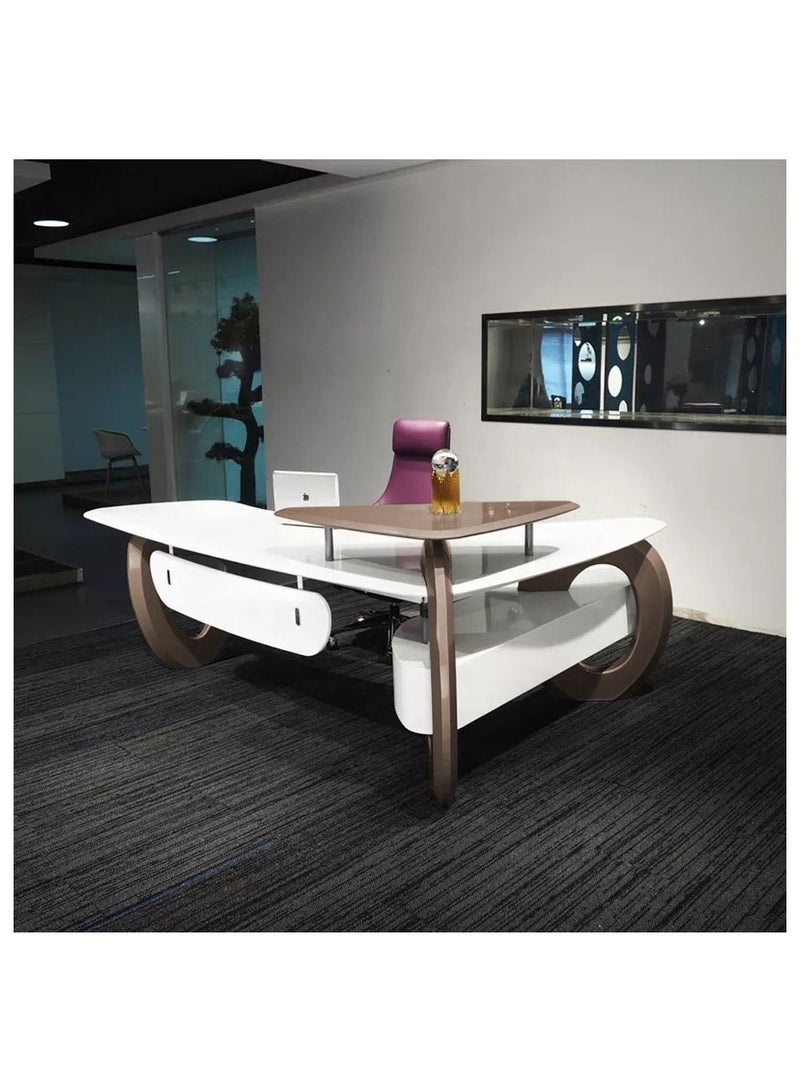 HUIMEI Huimei BG-999 Executive Office Table Glossy White Color  - Image 4