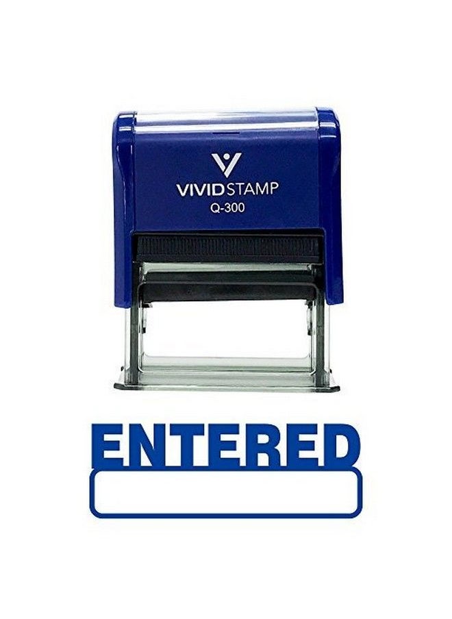 Vivid Stamp Basic Entered Self Inking Rubber Stamp (Blue Ink) Large  - Image 3