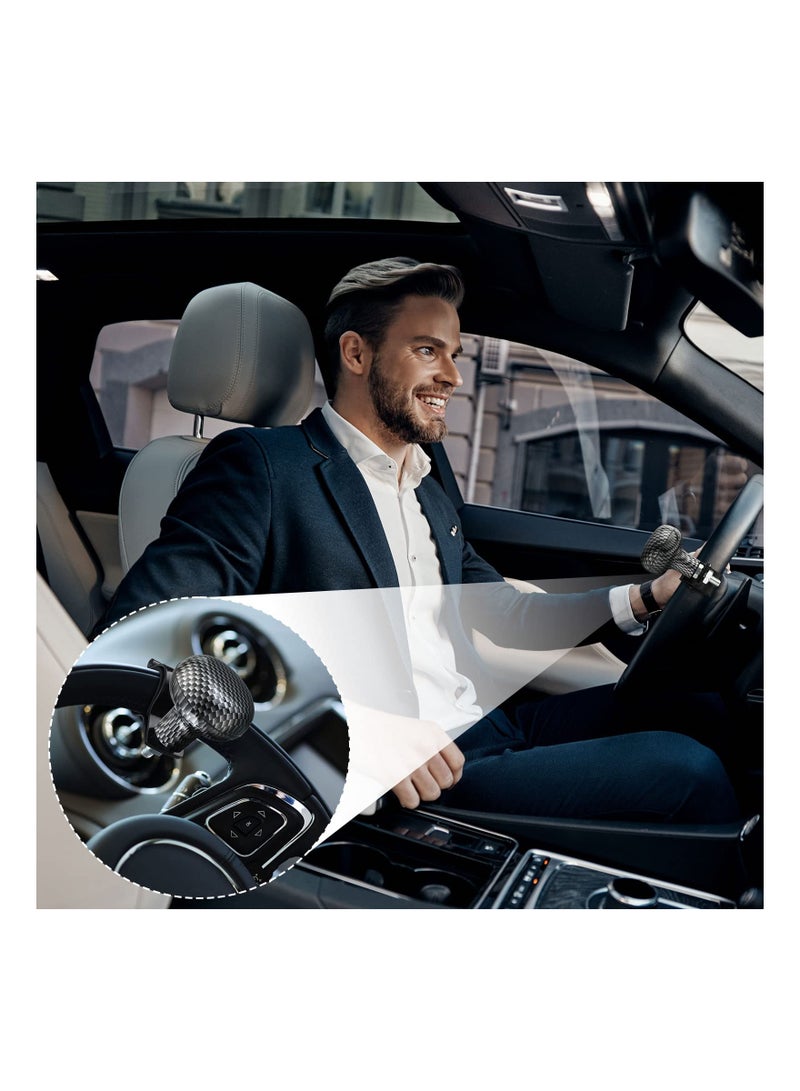 2 Piece Steering Wheel Spinner Knob for Cars Trucks and Boats Power Handle Accessory in Black Carbon Finish - Image 2