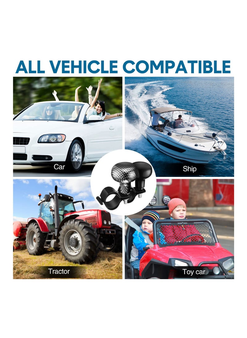 2 Piece Steering Wheel Spinner Knob for Cars Trucks and Boats Power Handle Accessory in Black Carbon Finish - Image 3