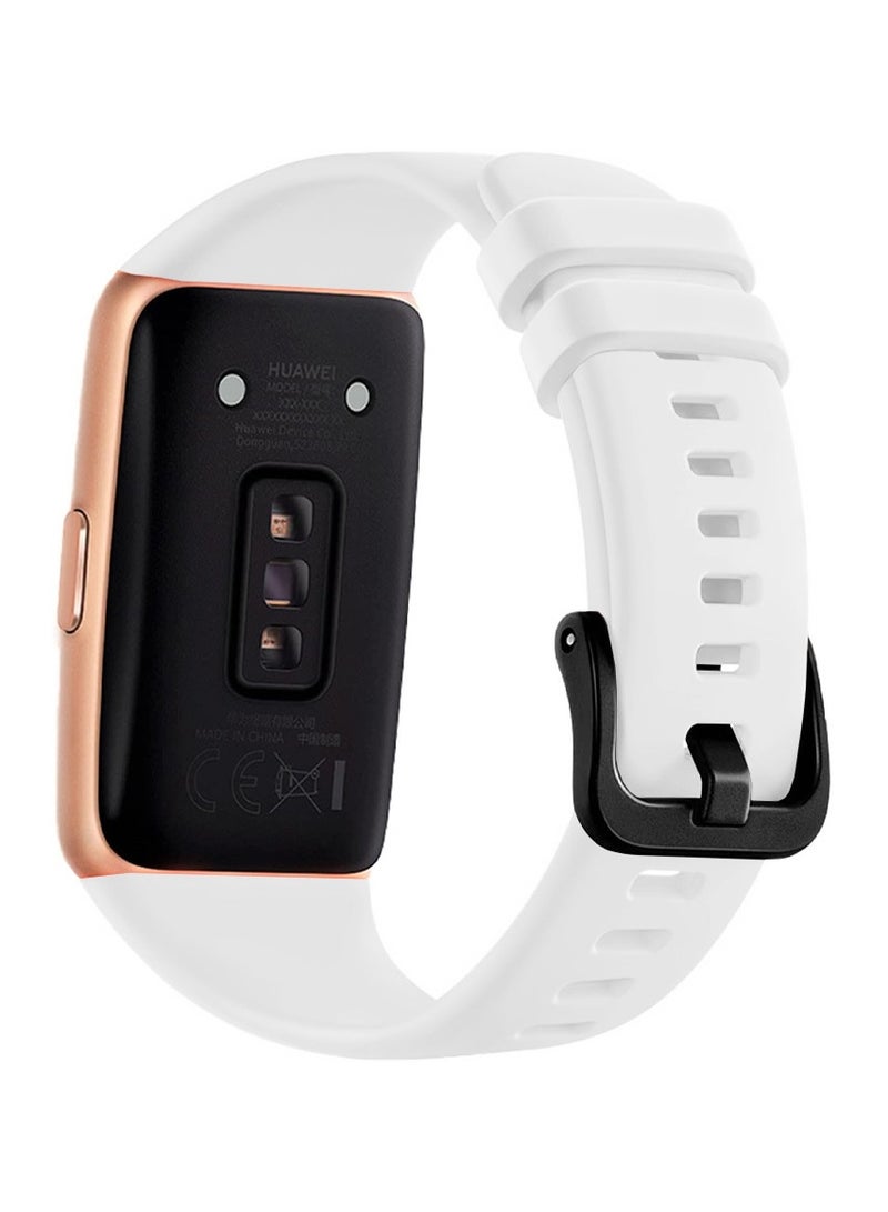 CATANES Huawei Band 6 / Honor Band 6 Fitness Tracker Replacement Silicone Band Adjustable Waterproof Smart Watch Strap with Buckle White  - Image 3