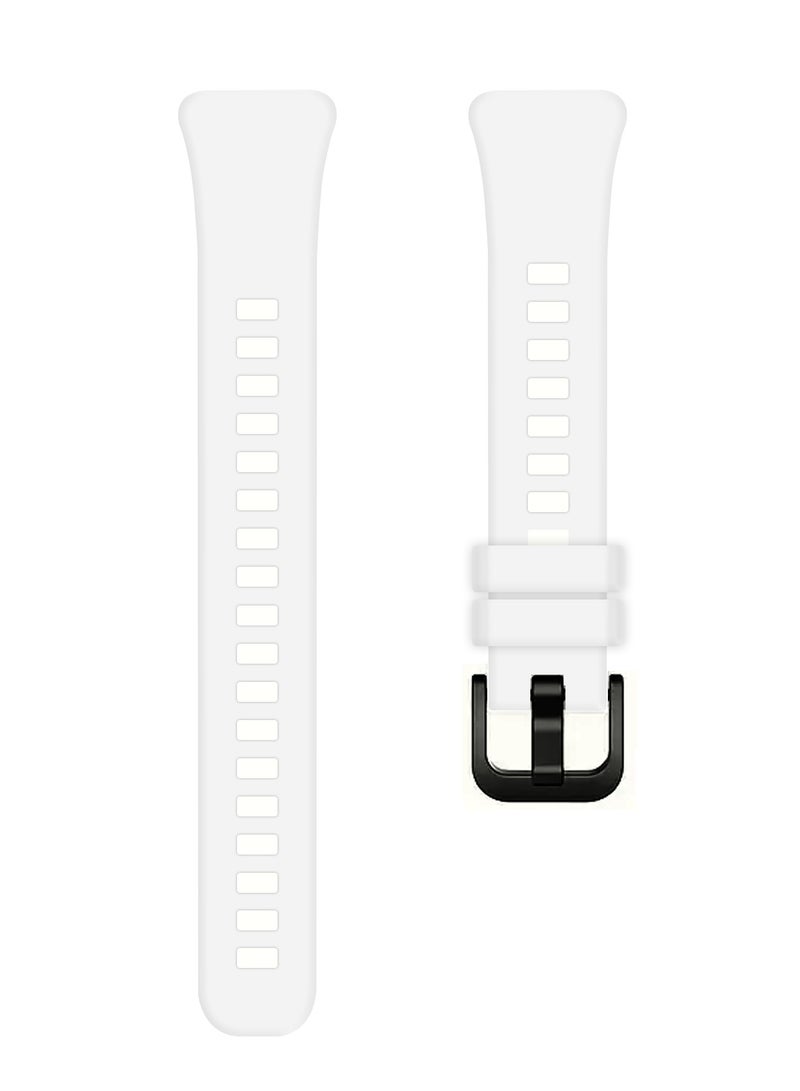 CATANES Huawei Band 6 / Honor Band 6 Fitness Tracker Replacement Silicone Band Adjustable Waterproof Smart Watch Strap with Buckle White  - Image 1