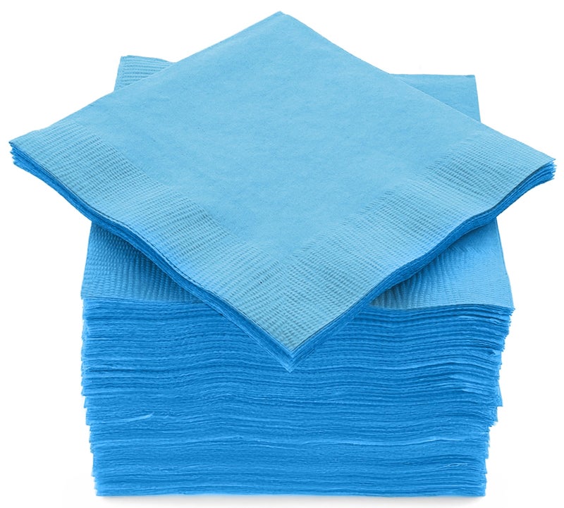 Amcrate Big Party Pack 100 Count Caribbean Blue Beverage Napkins  Ideal for Wedding Party Birthday Dinner Lunch Cocktails 4 x 4