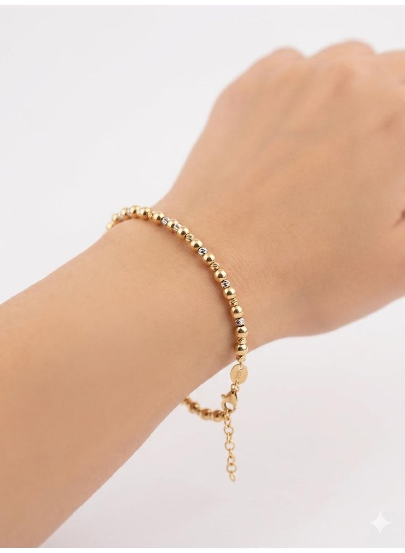 The Intermix Gems 18 Karat 750 Tricolor Gold Bead Station Bracelet - Image 3