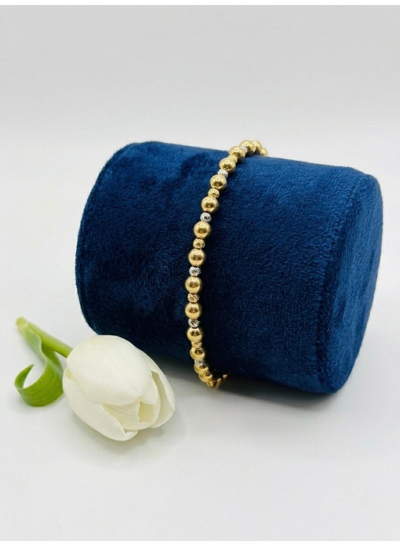 The Intermix Gems 18 Karat 750 Tricolor Gold Bead Station Bracelet - Image 2
