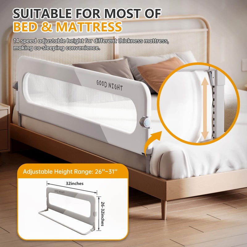 strenkitech Foldable Toddler Bed Rails - Kids Guard Bumper for Crib Safe Bed Side Rail for Twin Queen King Full Size Beds 32inch - Image 2
