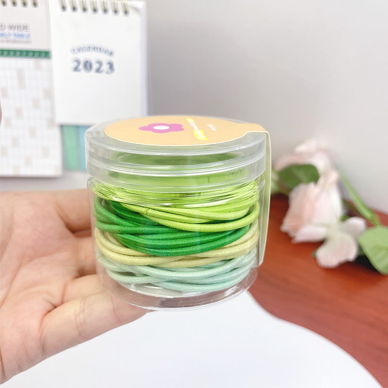 Generic Candy-colored hair rope childrens hair band womens hair does not hurt the elastic good hair band hair rope baby rubber band hair accessories 6# green canned (48 pieces)