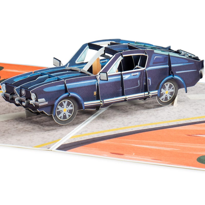 Paper Love Frndly 3D Classic Sports Car Pop Up Card, Gift for Birthday, Fathers Day, All Occasion, Handcrafted - 100% Recycled and Eco-Friendly, 8" x 6" Cover - with Note Tag - Image 1
