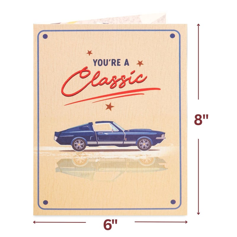 Paper Love Frndly 3D Classic Sports Car Pop Up Card, Gift for Birthday, Fathers Day, All Occasion, Handcrafted - 100% Recycled and Eco-Friendly, 8" x 6" Cover - with Note Tag - Image 2