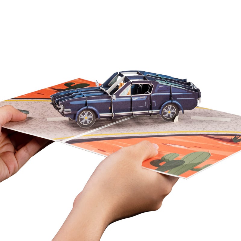 Paper Love Frndly 3D Classic Sports Car Pop Up Card, Gift for Birthday, Fathers Day, All Occasion, Handcrafted - 100% Recycled and Eco-Friendly, 8" x 6" Cover - with Note Tag - Image 3