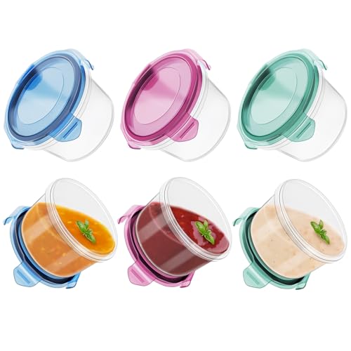 Freshmage Salad Dressing Container to Go, [6 Pack] 2.7 oz Small Condiment Containers with Leakproof Lids for On-the-Go Meals, Reusable Sauce Containers BPA-Free - Image 1