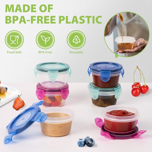 Freshmage Salad Dressing Container to Go, [6 Pack] 2.7 oz Small Condiment Containers with Leakproof Lids for On-the-Go Meals, Reusable Sauce Containers BPA-Free - Image 4