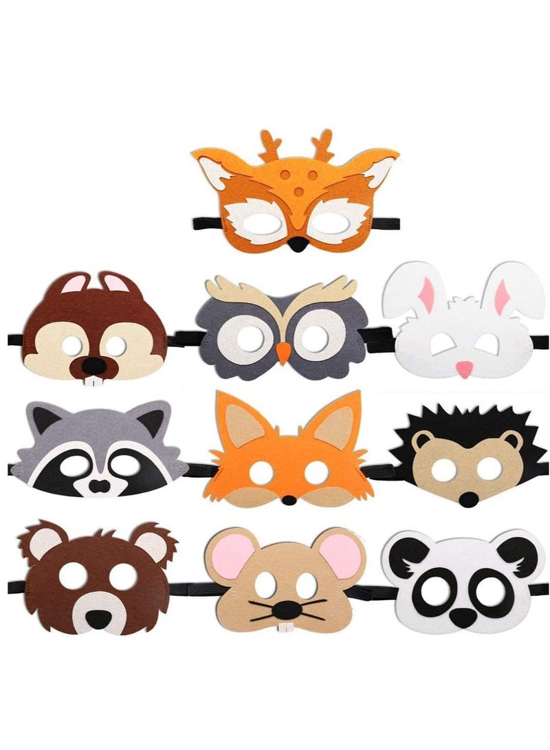 SYOSI Woodland Party Supplies Forest Friends Animals Felt Masks 10 pcs Woodland Creatures Animal Cosplay Zoo Camping Themed Party Favors Supplies for Kids Boys or Girls - Image 1