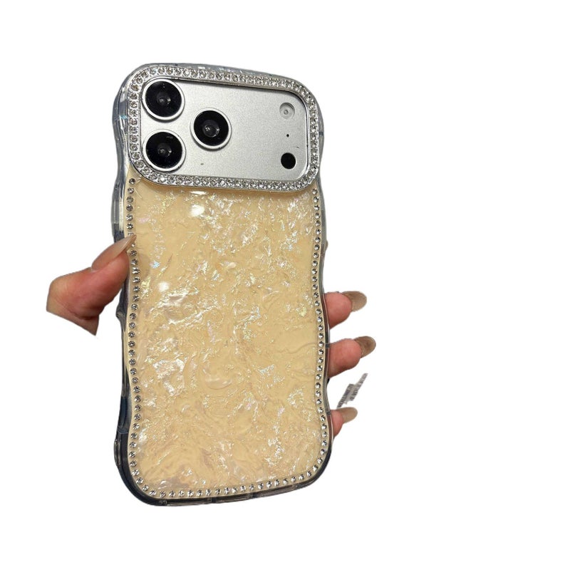 MS Protective Case, Gold, IMD Edge Diamond Shell Pattern, Drop Protection, Shockproof Cover for iPhone 14 / 14 Plus / 14 Pro / 14 Pro Max - Image 1