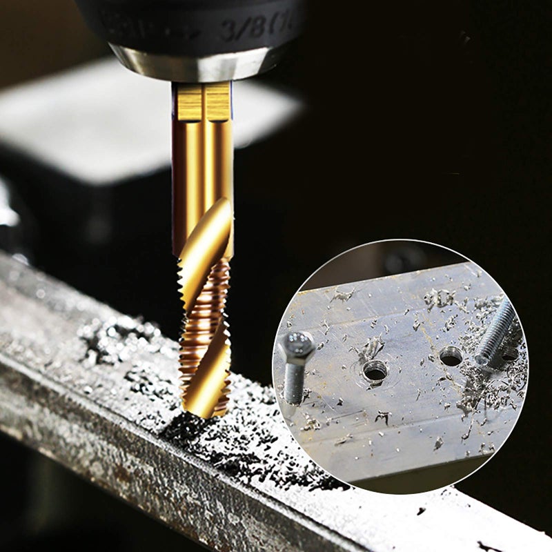DKIBBITH 6 Packs Titanium Combination Drill & Taps Bit Set SAE 6-32nc 8-32nc 10-32nc 10-24nc 12-24nc 1/4-20nc. - Image 3