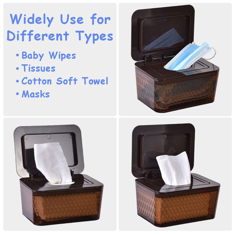 Umtiti Wipes Dispenser & Pouch/Tissue Bag, Wipes/Tissue Case with Moisture Seal Secure Lid, Non-Slip Rubber Feet & Sealing Design Keeps Wipes Fresh, Dustproof Container (2BN+2Panda) - Image 5