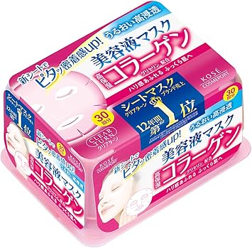 CLEAR TURN Kose Clear Turn Essence Facial Mask with Collagen 30 masks japan import - Image 1