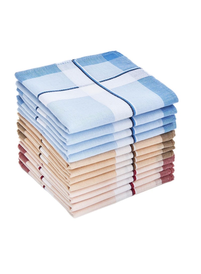 Men's Cotton Handkerchiefs Set of 12, Classic Pocket Squares with Elegant Patterns in Assorted Colors, Perfect Gift for Him - Image 1