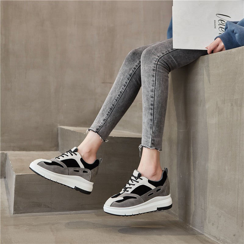 2021 Spring Thick Sole Height 8cm Korean 32 Casual 33 All-match ins Internet Celebrity 34 Small Size 6cm Panda Women's Shoes - Image 5