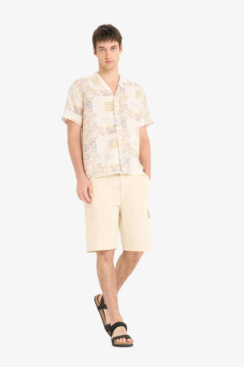 DeFacto Regular Fit Apache Neck Printed Short Sleeve Shirt
