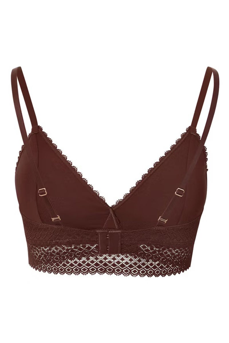 Tchibo Women Textured Non Wired Padded Bra, Chocolate Brown - Image 3