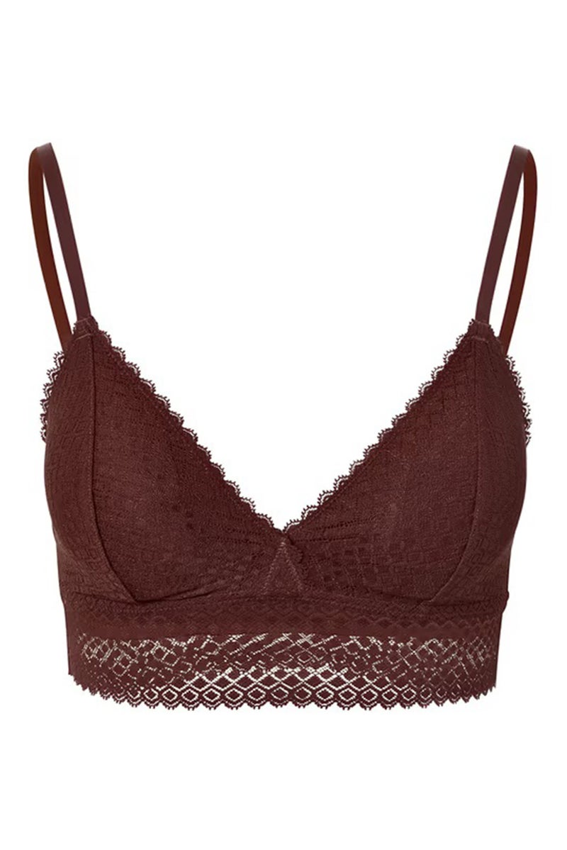 Tchibo Women Textured Non Wired Padded Bra, Chocolate Brown - Image 2