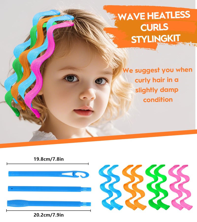 YEVYO 42 Pieces Heatless Waves Hair Curler, No Heat Damage Wavy Hair Curlers with 2 Sets of Styling Hooks, Heatless Curls for Women Girls Short Hair((4 Colors, 25cm / 9.8") - Image 5