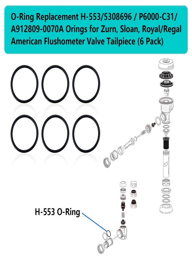 STPCTOU H-553 Tailpiece O-Ring for Use with 5308696/ A912809-0070A / P6000-C31 Orings for Royal/Regal,Sloan, American Standard Flushometer Valve Tailpiece, Watertight Seal Replaces O-Rings(6 Pack) - Image 3