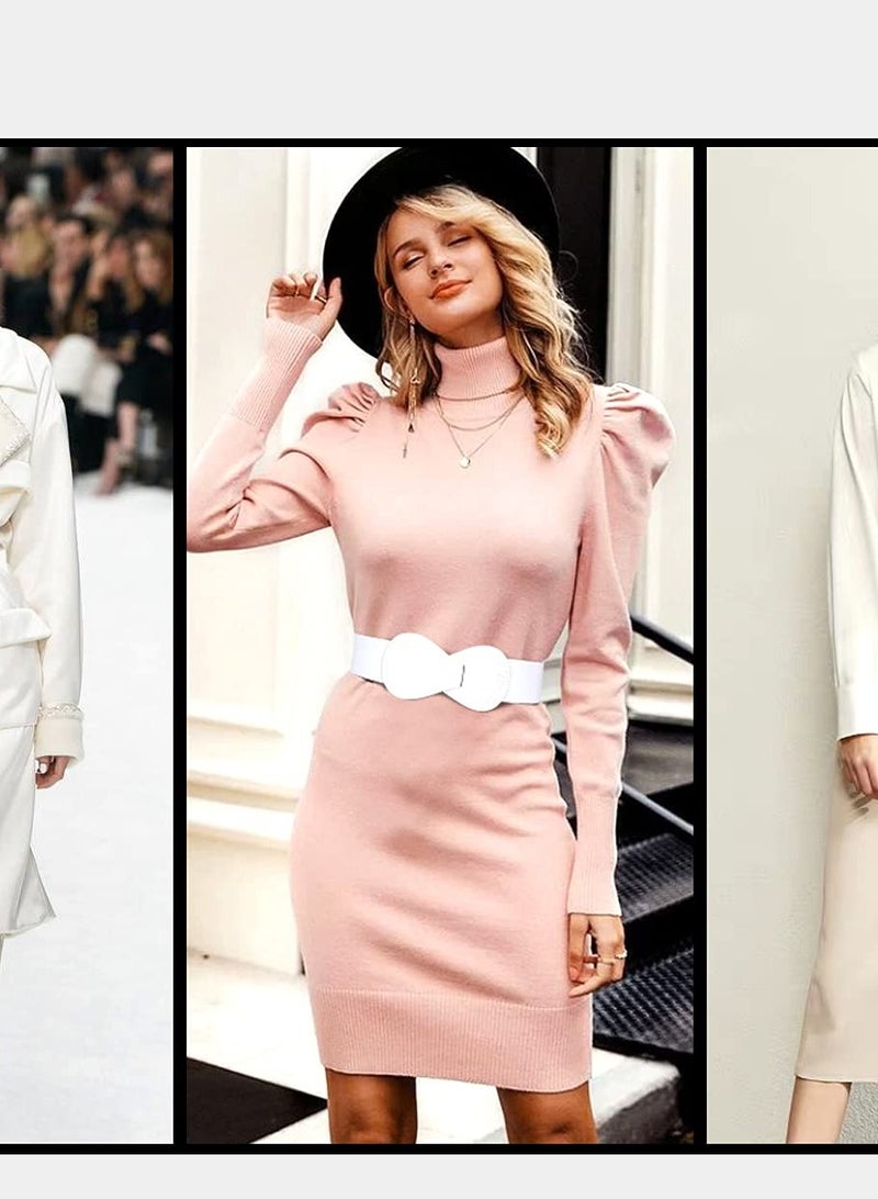 Women Stretchy Belt for Dresses Vintage Elastic Wide Waist Belt Elastic Belt for Ladies Dress Decoration - Image 4