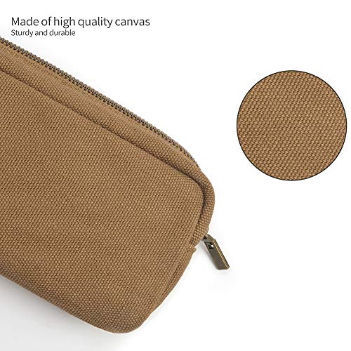 DOBMIT Pencil Pen Case, Canvas Pencil Pouch Big Capacity Pen Bag with Zipper Durable Stationary Storage Bag for Adult Students Officers-Brown - Image 3
