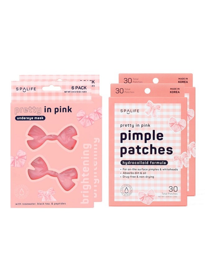 SpaLife - SpaLife PRETTY IN PINK UNDEREYE MASK & PIMPLE PATCH DUO - Hydrogel Undereye Patches for Dark Circles, Puffy Eyes - Hydrocolloid Pimple Patches - Valentine’s Day Gifts for Her - 42 Total Patches - Image 1