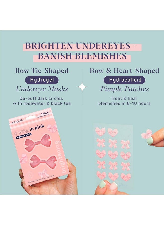 SpaLife - SpaLife PRETTY IN PINK UNDEREYE MASK & PIMPLE PATCH DUO - Hydrogel Undereye Patches for Dark Circles, Puffy Eyes - Hydrocolloid Pimple Patches - Valentine’s Day Gifts for Her - 42 Total Patches - Image 1
