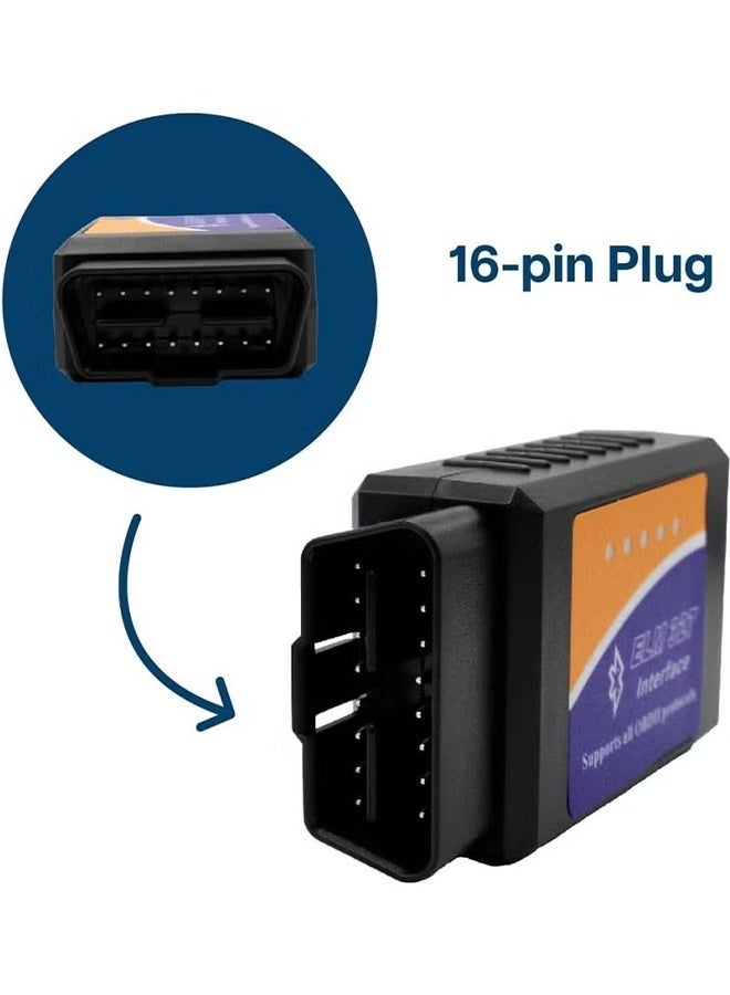 ELM327 OBD2 محول ماسح السيارات الضوئي بلوتوث، أداة قراءة وفحص الرمز التشخيصيّ للسيارة، أداة فحص ضوء المحرك - Image 3