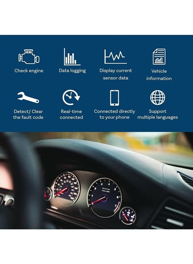 ELM327 OBD2 محول ماسح السيارات الضوئي بلوتوث، أداة قراءة وفحص الرمز التشخيصيّ للسيارة، أداة فحص ضوء المحرك - Image 4