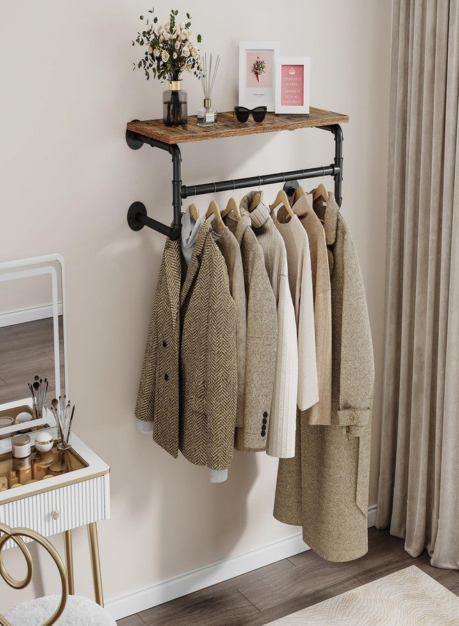 UlSpeed Clothes Rack with Top Shelf, 29.1in Industrial Pipe Wall Mounted Garment Rack, Space-Saving Display Hanging Clothes Rack, Heavy Duty Detachable Multi-Purpose Hanging Rod for Closet Storage - Image 3