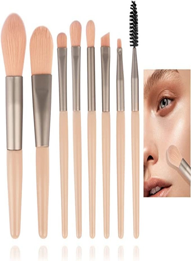 Zorzel 8 Pcs Portable Eyes Makeup Brush Set Wood Handle Eyebrow Foundation eyeshadow Brush Blending Brush Women Beauty Tools - Multicolor - Image 1