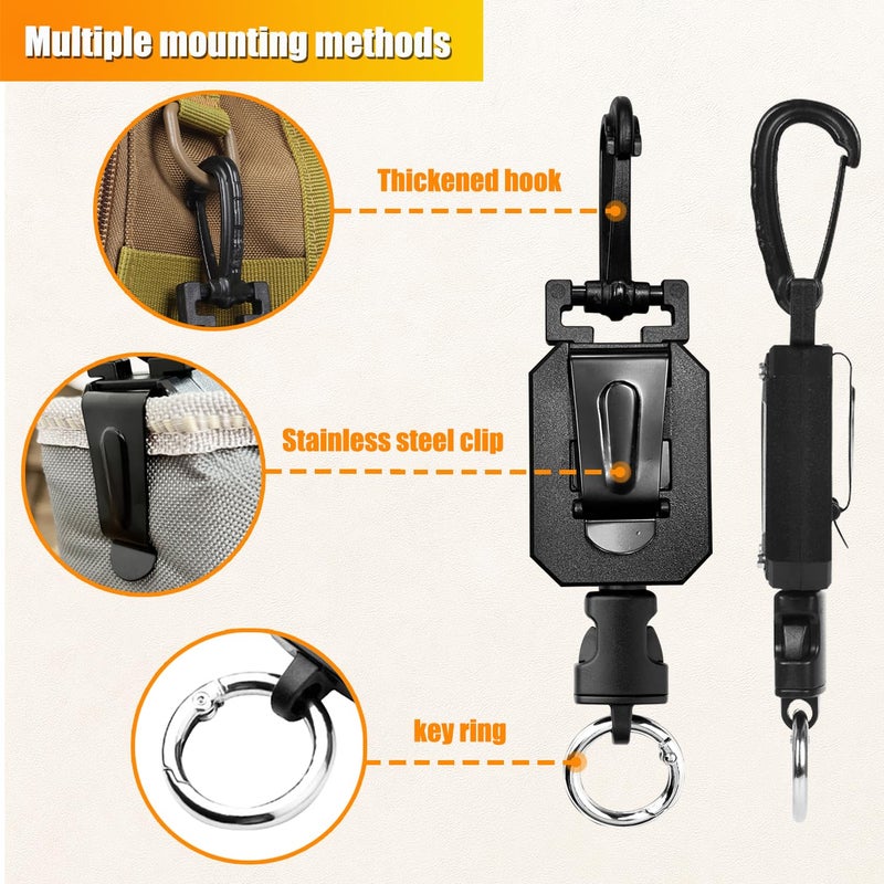 JCTRIWAY CB Mic Holder Retractable, CB Radio Mount Radio Mic Clip Hanger Holder Lanyard Tether 32" Stainless Steel Cord with Adjustable Mount Kit, D-Ring Mount with Screw, Perfect for Truck Driver - Image 4