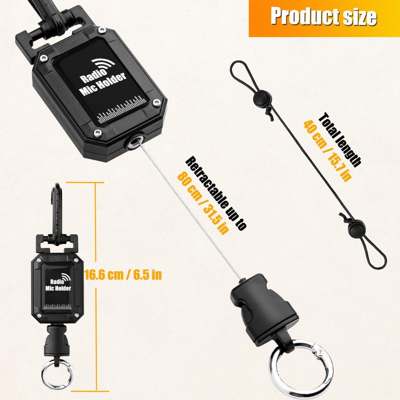 JCTRIWAY CB Mic Holder Retractable, CB Radio Mount Radio Mic Clip Hanger Holder Lanyard Tether 32" Stainless Steel Cord with Adjustable Mount Kit, D-Ring Mount with Screw, Perfect for Truck Driver - Image 3