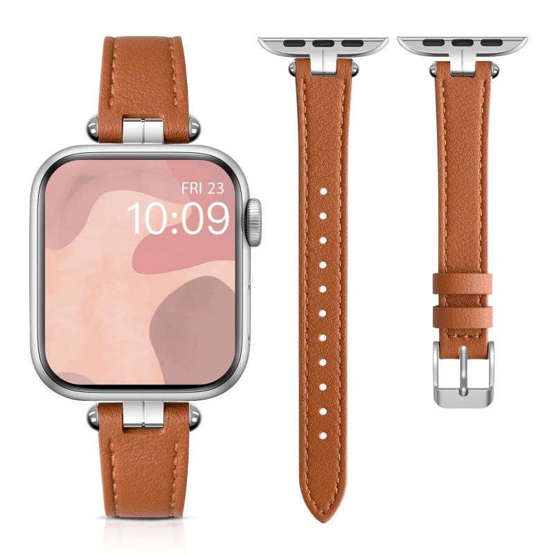 Bluejw Replace the Watch Strap with Genuine Slim Thin Leather Band – Soft Leather Replacement Strap with Dumbbell Design for Comfortable Fit - Image 1