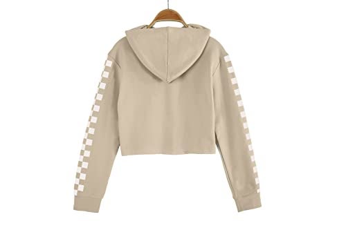 Meikulo Crop Tops for Teen Girls Hoodies Two Piece Outfits Tracksuit Activewear Kids Cute Long Sleeve Sweatshirts Sweatpants Beige, 9-10 Years - Image 3